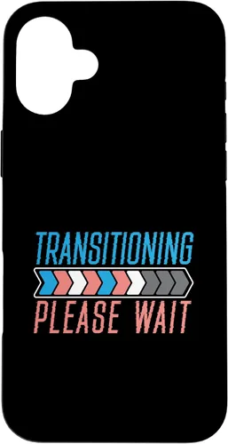 Vista 23 de Funda transgénero LGBTQ para iPhone 16 Transitioning Please Wait Rainbow Pride