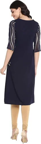 Vista 5 de Janasya Indian - Kurta de poli crepé para mujer