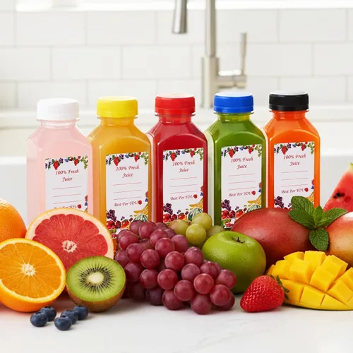 Vista 5 de SUPERLELE 10 botellas de jugo de plástico de 12 onzas con tapas de diferentes colores, recipientes de jugo reutilizables con tapas para jugos Varios