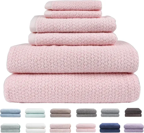 Vista 36 de Everplush Diamond Jacquard - Juego de 6 toallas de baño de lujo, súper suaves, de gran tamaño, altamente absorbentes y de secado rápido para baño