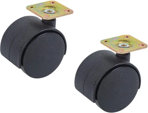 Vista 8 de Shepherd Hardware 9417 Rueda para silla de oficina de 2 pulgadas, rueda doble, placa cuadrada de 1-1/2 pulgadas, capacidad de carga de 75 libras