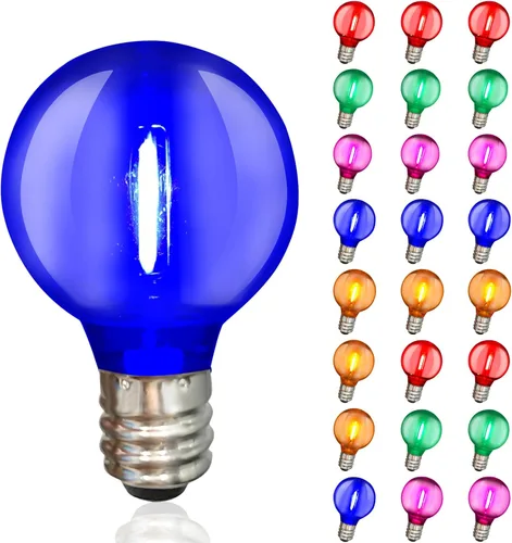 Vista 8 de 25 Pack G40 Purple Orange LED Replacement Bulbs for Outdoor String Lights