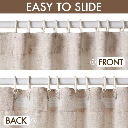 Vista 3 de MIULEE Cortinas de lino natural de 84 pulgadas de largo 2 paneles, con pestaña trasera con cinta plisada, cortinas de textura de lino suave y gruesa