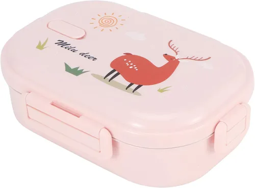 Vista 2 de Vbestlife Contenedor de alimentos, caja Bento de 24.3 fl oz, aislada a prueba de fugas para niños y adultos (color puro en polvo-ciervo)