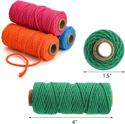 Vista 2 de ZEAYEA 15 rollos de cuerda de macramé, 0.079 pulgadas x 480 yardas, cuerda de macramé suave torcida de 3 hebras para obras de arte, colgar