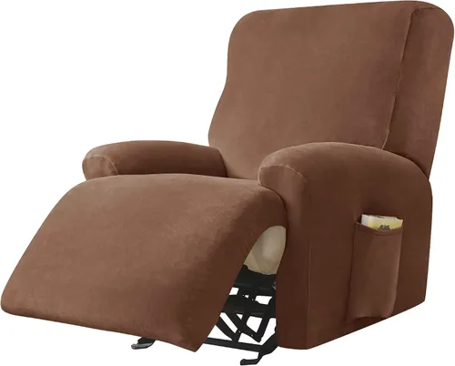 Vista 25 de CONRUSER Fundas para sillas reclinables, fundas elásticas de terciopelo de 4 piezas, funda para sofá individual, protector suave de muebles