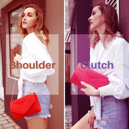 Vista 2 de Milisente - Cartera de noche para mujer, monedero de gamuza en bandolera