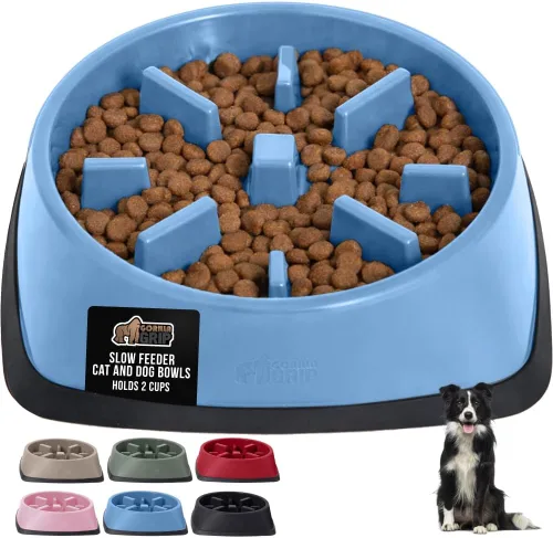 Vista 10 de GORILLA GRIP® Cuencos patentados de alimentación lenta sin BPA, juguete interactivo para perros y gatos, enriquecimiento de entrenamiento Beige