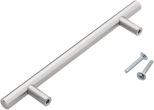 Vista 9 de 701SN - Manijas de gabinete de cocina con barra en T de estilo europeo sólido y moderno (3 pulgadas entre agujeros centrales, 1 unidad)