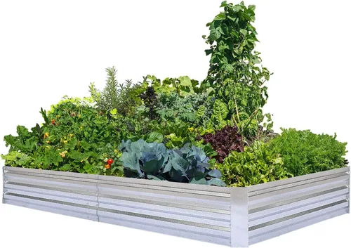 Vista 11 de Camas de jardín elevadas galvanizadas para verduras, caja de plantación grande de metal, kit de jardinería de acero para flores y hierbas