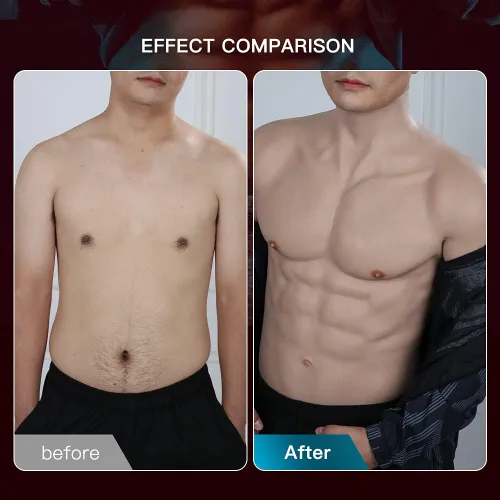 Vista 2 de KUMIHO Traje muscular de silicona realista, placa de pecho masculina de cuello alto, pecho falso de alta calidad para cosplay, Halloween, transgénero
