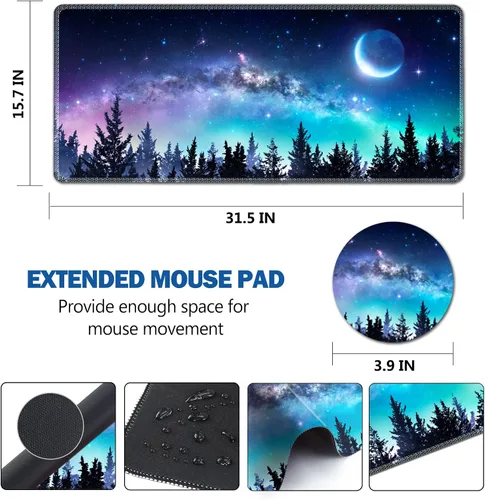 Vista 7 de AIMSA - Alfombrilla de mouse grande para juegos, extendida con borde cosido, alfombrilla de mouse para teclado XL, base de goma antideslizante, 31.5