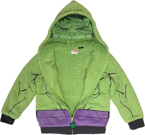 Vista 2 de Marvel The Incredible Hulk - Sudadera con capucha de forro polar Sherpa para niños