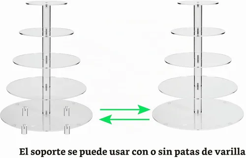 Vista 6 de Jusalpha Soporte de acrílico redondo para cupcakes de 5 niveles