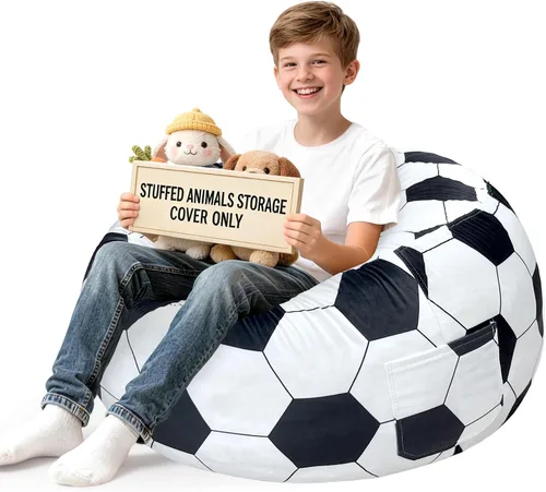 Vista 44 de Lukeight - Puf de almacenamiento de animales de peluche para niños, funda para puf de dinosaurio con cremallera para organizar la habitación