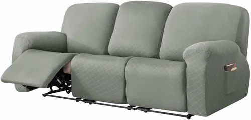 Vista 25 de vctops Funda reclinable con diamantes de 4 piezas, funda elástica para sofá reclinable de 1 plaza, protector suave y sólido para muebles con correa