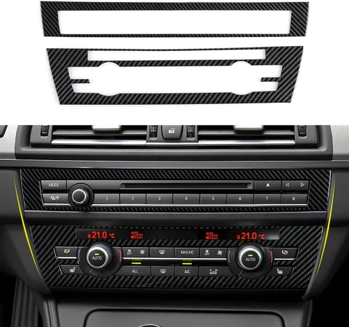 Vista 11 de 2 piezas de calcomanías para rejilla de aire del salpicadero, estilo carbono, de ABS, para ajuste en las rejillas de aire acondicionado, para BMW