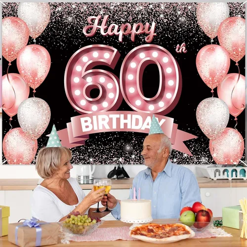 Vista 150 de Cartel de feliz cumpleaños décimo oro rosa, telón de fondo, saludos a 10 años, globos de confeti, decoración temática para niñas de 10 años