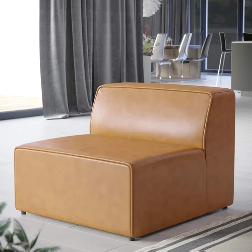 Vista 10 de Modway Mingle Sofá seccional de cuero vegano Silla sin brazos en gris