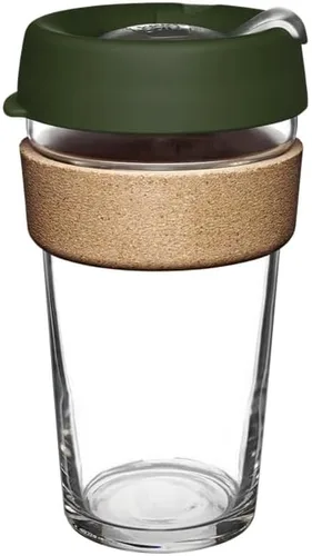 Vista 23 de KeepCup Brew Cork - Taza de café reutilizable de vidrio templado y corcho natural, M 12 oz/340 ml - Negro