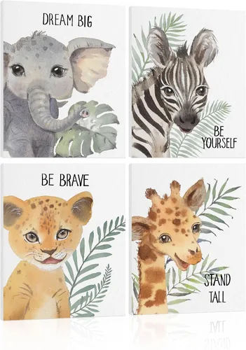 Vista 10 de Póster ABC para decoración de pared de cuarto de bebé, arte bohemio del alfabeto para pared de aula, arte de pared de niños de animales de safari