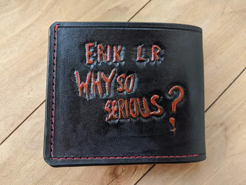 Vista 2 de Men's 3D Genuine Leather Wallet, Hand-Carved, Hand-Painted, Leather Carving, Custom wallet, Personalized wallet, Joker, Heath Ledger, Why so Serious