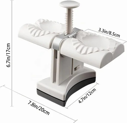 Vista 3 de Molde Automático para Hacer Dumplings de Doble Cabezal para el Hogar, Prensa para Hacer Dumplings con Almohadilla de Amasado, 2 Herramientas