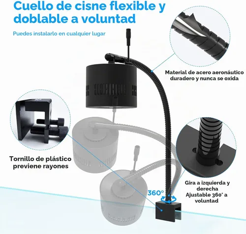 Vista 6 de Lominie Luz LED para acuario, regulador de intensidad con control remoto 0-100% de brillo, 80 W, para tanque de peces plantado, lámpara de clip
