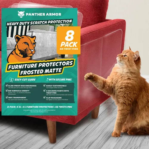 Vista 12 de Panther Armor Protector de muebles para gatos, 6 hojas transparentes con Brillo (protector de muebles de 1 cara)