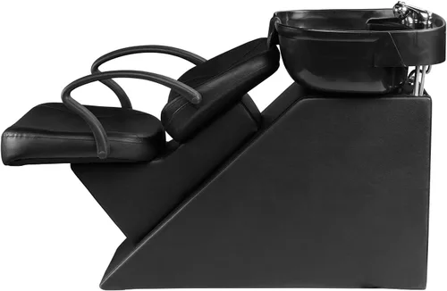 Vista 6 de Silla de lavado Ainfox para peluquería, con cuenco para champú, de plástico ABS, para salón de belleza (Negro)