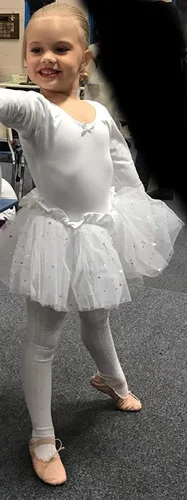 Vista 5 de Dancina Leotardo con falda brillante de manga larga para niñas, vestido de ballet con forro frontal