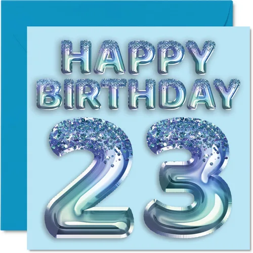 Vista 64 de Stuff4 Tarjeta de primer cumpleaños para niños, globo de fiesta con purpurina azul, tarjetas de feliz cumpleaños para niño de 1 año, nieto, hijo, 57
