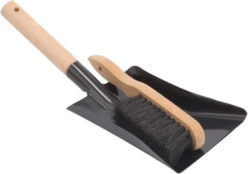 Vista 2 de Juego de pala de carbón y cepillo de hogar hecho de madera natural y cerdas de coco, juego de ordenación de hogar, pala y cepillo para chimenea