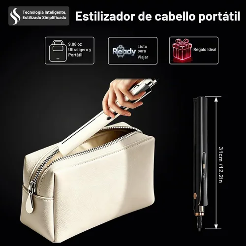 Vista 6 de Plancha y rizadora de cabello 2 en 1, doble voltaje 35 W, calentamiento