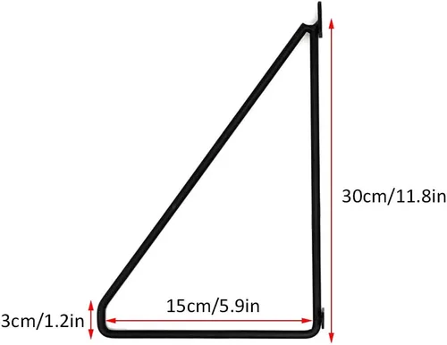 Vista 2 de Soporte para estante de pared de hierro forjado para decoración del hogar, dormitorio, sala de estar, con accesorios, 2 unidades (5.9 in, negro)