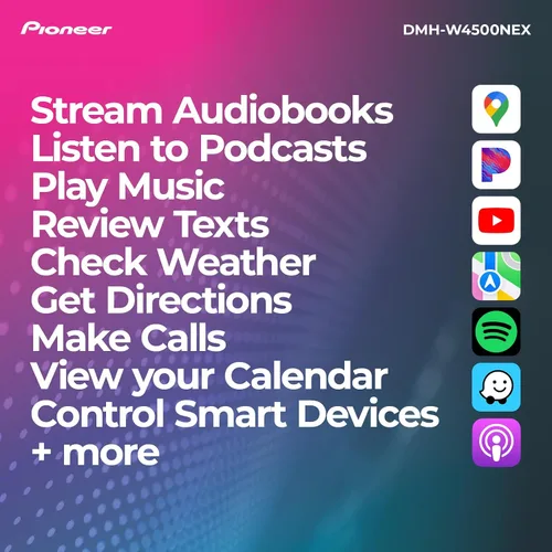 Vista 6 de Pioneer AVH-W4500NEX Pantalla táctil capacitiva de 7 pulgadas, doble DIN, inalámbrico y con cable Apple CarPlay y Android Auto, Bluetooth, CD/DVD
