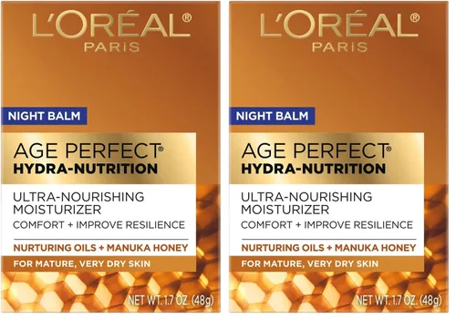 Vista 5 de L'Oreal Paris Skincare Age Perfect Hydra Nutrition Bálsamo nocturno de miel ultra nutritivo, hidratante facial para reconfortar, mejorar
