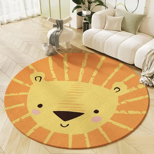 Vista 7 de MOJUN Alfombra redonda de juegos para niños, bonita alfombra de juegos con temática de zoológico súper suave de felpa antideslizante, alfombra