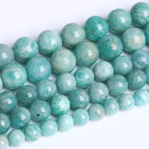 Vista 2 de 60 cuentas de piedra azul amazonita natural de 6mm para hacer joyas AAA redondas sueltas, cuentas de piedra de poder de sanación energética, cuentas