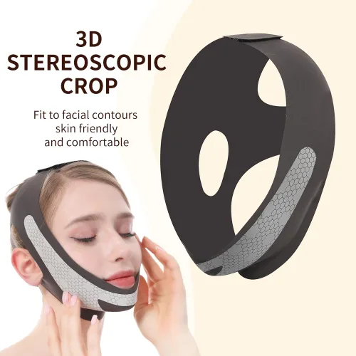 Vista 7 de Máscara de elevación de línea V de grafeno, correa de elevación facial para dormir, correa de barbilla reutilizable y ajustable para levantar