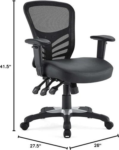 Vista 13 de Modway silla de oficina articulada, color verde, Vinilo, Vinilo negro