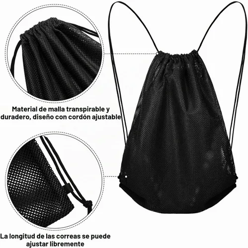 Vista 2 de Frienda - Mochila de malla con cordón multifunción, color negro