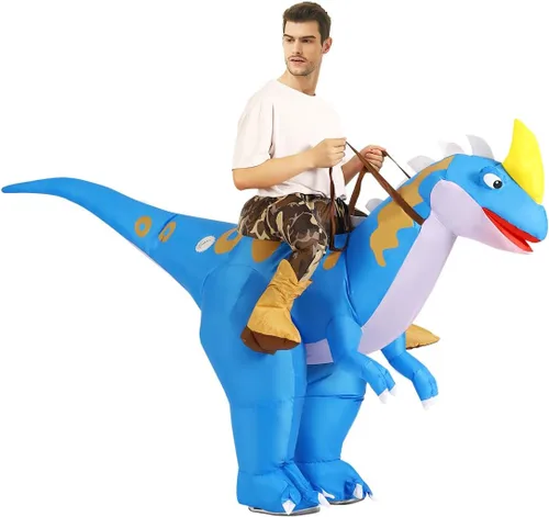 Vista 4 de GOOSH Disfraz inflable de dinosaurio para adultos, disfraz de Halloween para mujeres y hombres, divertido disfraz inflable para fiesta de Halloween
