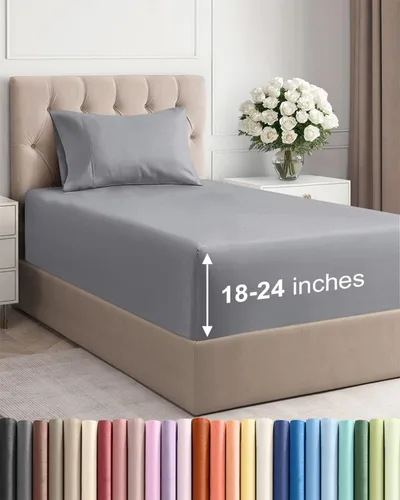 Vista 58 de Sábanas individuales de bolsillo extra profundo, sábanas transpirables y refrescantes de 3 piezas, juego de sábanas de lujo para hotel, suaves, sin