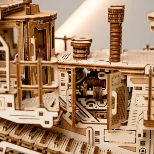 Vista 11 de Wood Trick Terrain Titan Bulldozer - Rompecabezas de madera 3D para adultos