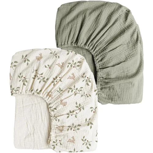 Vista 16 de Konssy Sábanas de Muselina para Cuna para Niña y Niño, 2 Piezas de Sábanas de Bebé de Algodón Suave y Transpirable para Colchón de Cuna Estándar