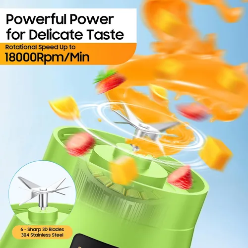 Vista 3 de Licuadora portátil inalámbrica de tamaño personal, mini licuadora para hacer batidos y batidos, taza de viaje sin BPA de 12.8 fl oz, potente traje