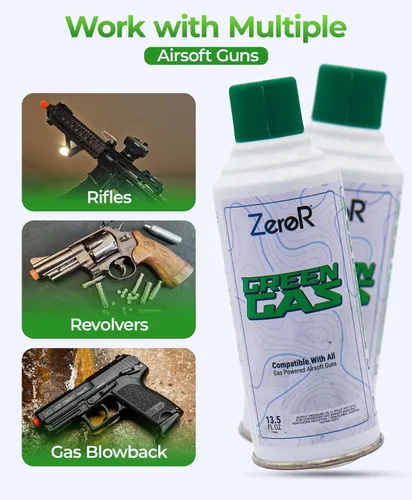 Vista 7 de ZeroR® Green Gas Fuel for Airsoft Pistols 13.5 fl oz Each (11.8 oz by Total Weight)