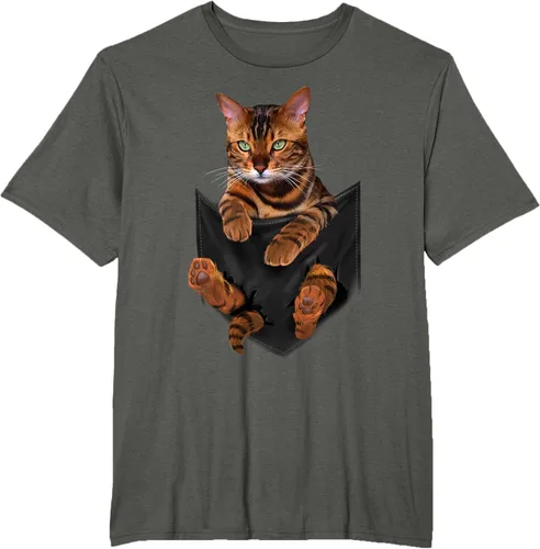 Vista 5 de Camiseta de bolsillo con estampado de tigre y gato Negro