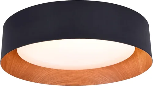 Vista 11 de Bargeni Lámpara de techo empotrada, lámpara de techo LED de 12.5 pulgadas, 5CCT regulable/2700K-6000K/20W, negro mate con acento de madera, montaje